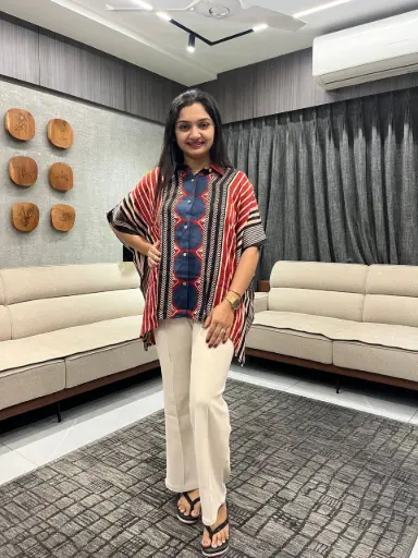 Multicolor Geometric Modal Silk Kaftan Shirt