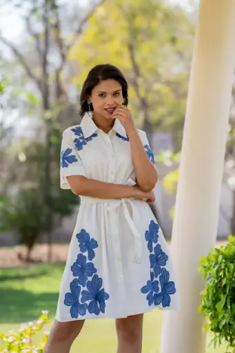 Azure Bloom Mull Mull cotton Tunic