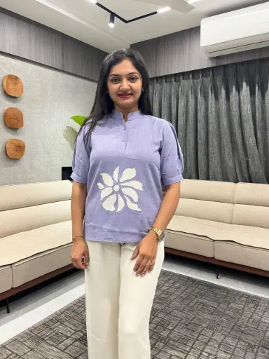 Lavender Bloom Linen Top