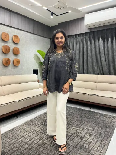 Midnight Gold Embroidered Cotton Top