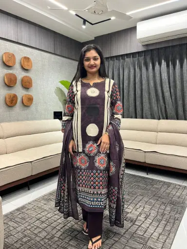 Royal Plum Designer Cotton Kurta Set