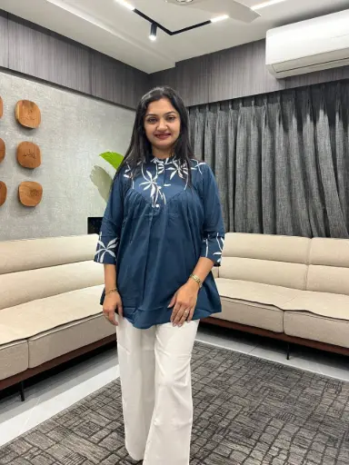 Ocean Blue Floral Cotton Top