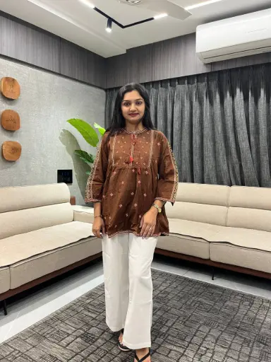 Mustard Glow Embroidered Dobby Tunic