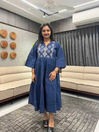 Navy Grace Cotton Dress