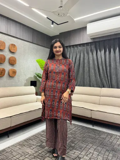 Rust Heritage Printed Crepe Co-ord Set