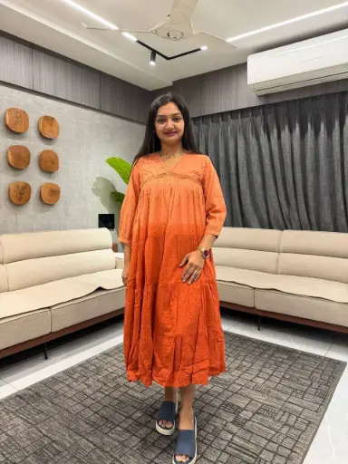 Sunset Ombre Dobby Cotton Tiered Dress