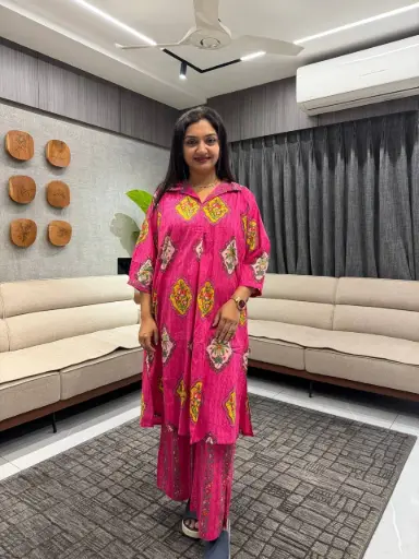 Rani Pink Printed Cotton Cord Set