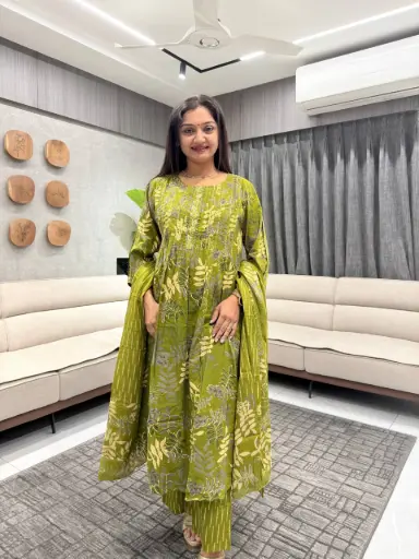 Olive Bloom Cotton 3-Piece Set