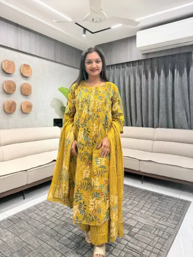 Mustard Bloom Cotton 3-Piece Set