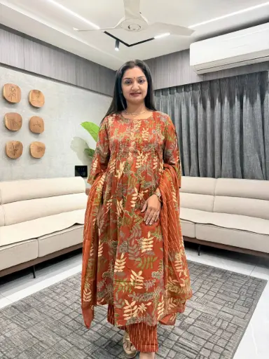 Autumn Foliage Embroidered Suit Set