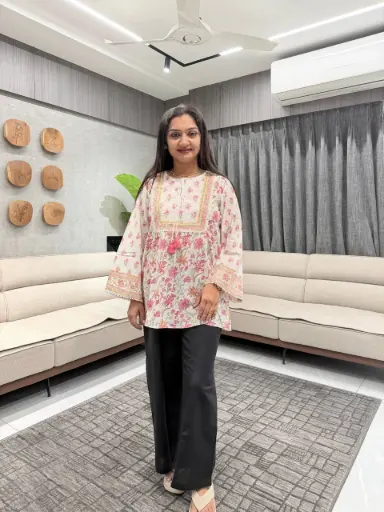 Rosy Vines Tassel Cotton Tunic