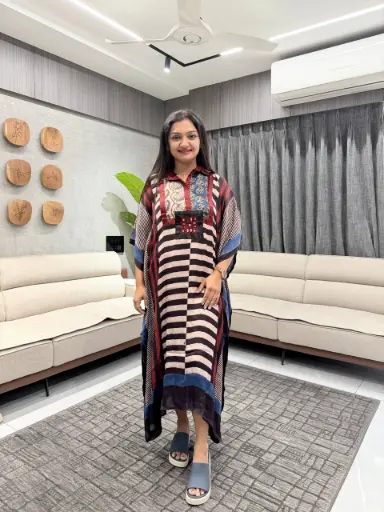 [1510] Midnight Heritage Modal Silk Kaftan