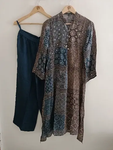 Indigo Earth Ajrakh Crepe Coord Set