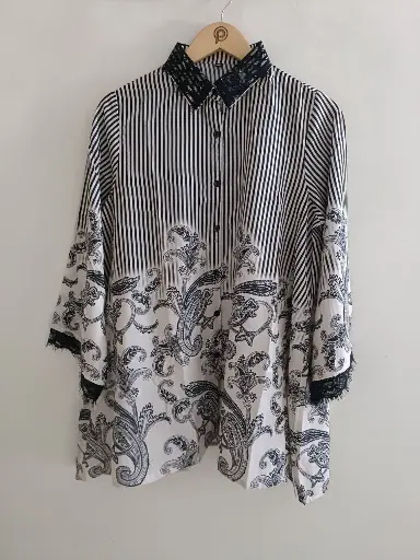 Midnight Kalamkari Fusion Crepe Shirt