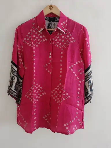 Rani Pink Heritage Fusion Crepe Shirt