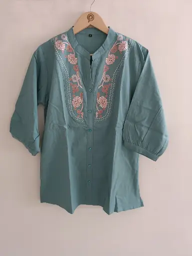 Serene Bloom Cotton Embroidered Top