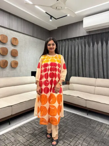 Sunset Dots Mull Cotton Kurta Palazzo Set