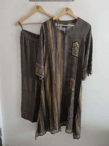 Heritage Stripe Viscose Muslin Kurta Set