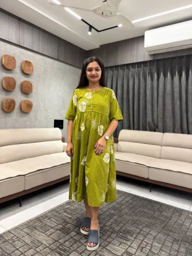 Olive Leaf Cotton Dress