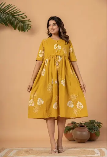 Sunshine Leaf Cotton Dress