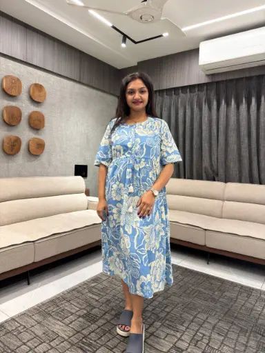 Sky Bloom Cotton Dress