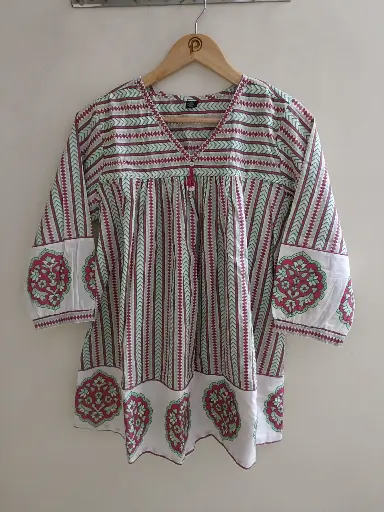 Rose Mint Blossom Cotton Top