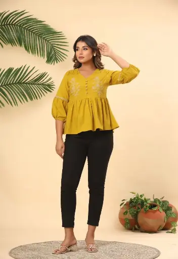 Mustard Bloom Cotton Top