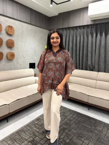 Regal Paisley Ajrakh Modal Silk Kaftan