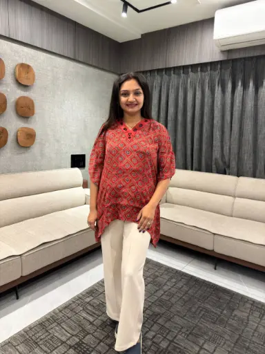 Ruby Grid Ajrakh Modal Silk Kaftan