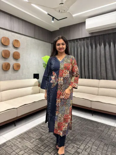 Indigo Fusion Handwork Kurta Set