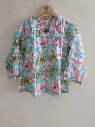 Aqua Bloom Cotton Top