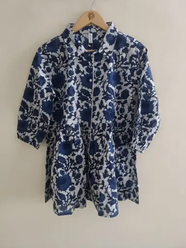 Indigo Bloom Cotton Tunic