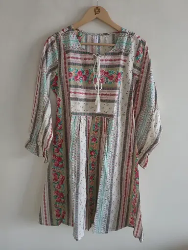 Floral Stripe Pure Cotton Tunic