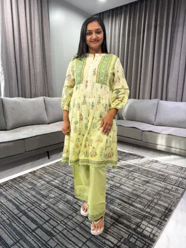 Noor Green Shaded Mull Cotton Coord Set