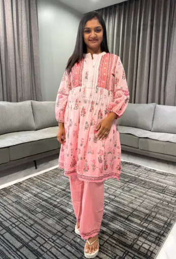 Blush Bloom Shaded Cotton Kurta Set