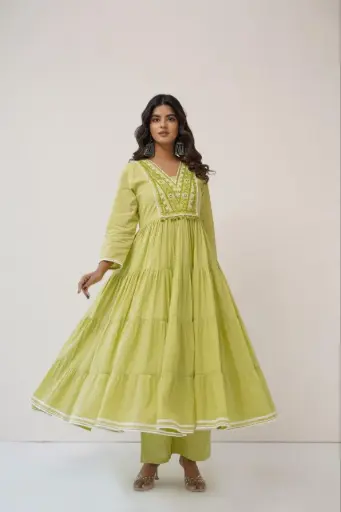 Lime Glow Cotton 3-Piece Set