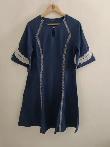Midnight Feather Cotton Dress