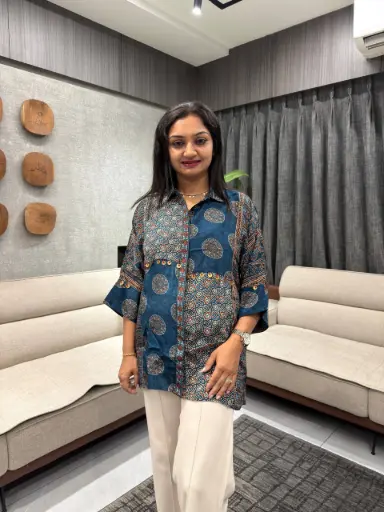 Sapphire Ajrakh Patch Shirt