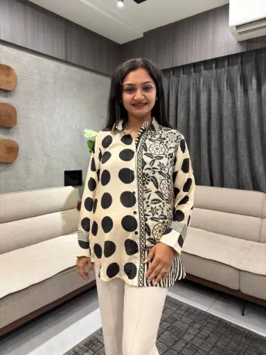 Monochrome Floral Patch Shirt