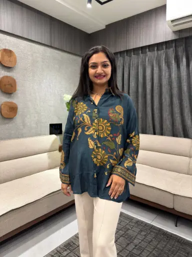 Peacock Floral Crepe Shirt 