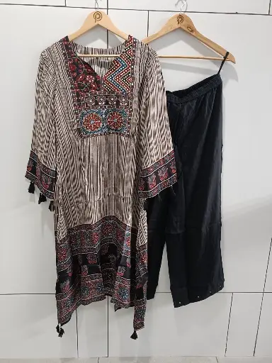 Boho Charm Natural Crepe Kurta Palazzo Set