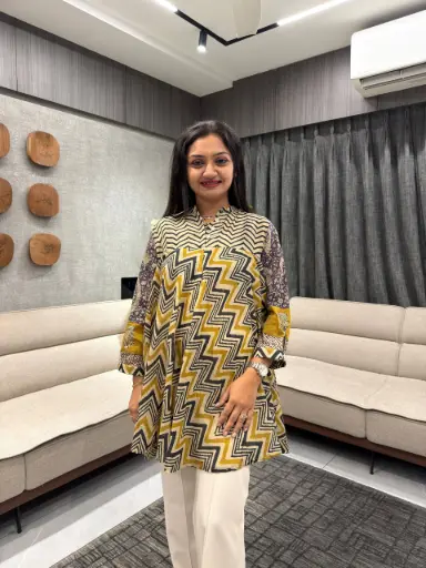 Mustard Chevron Printed Viscose Muslin Tunic