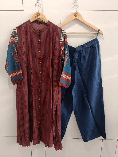 Indigo Stripe Kurta Palazzo Set