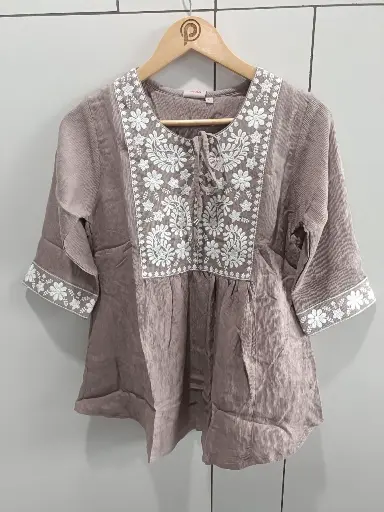 Mauve Serenity Embroidered Top
