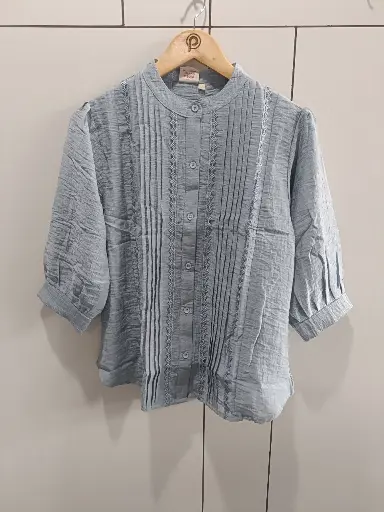 Slate Blue Pintuck Elegance Top
