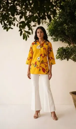 Sunflower Bloom Cotton Shirt