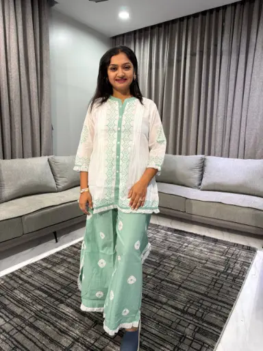 Mint Elegance Mull Cotton Co-ord Set