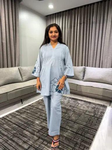 Sky Bloom Pure Cotton Co-ord Set