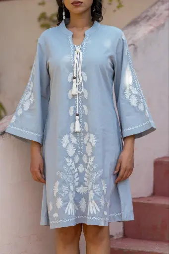 Sky Bloom Mull Tunic