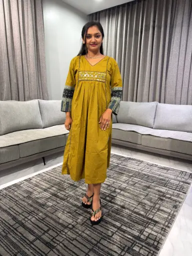 Mustard Glow Cotton Dress